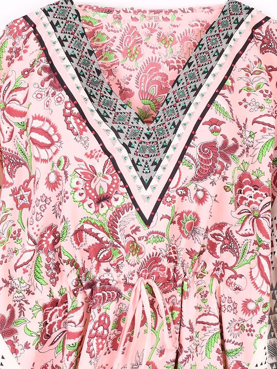 Boho Strand Kaftan Kurz Rosa