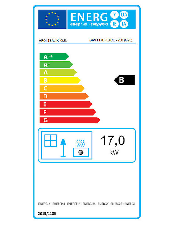 Thermiki Panorama 200 Șemineu cu inserție Gaz 17kW Curbat cu ușă fixă