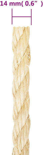 vidaXL Σχοινί Στριφτό 14mm 25m Σιζάλ 3kg