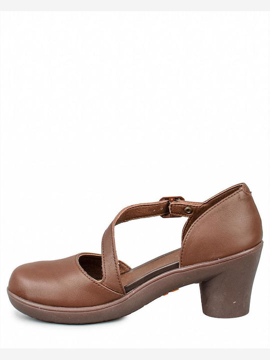 Pumps mit Riemchen Braun