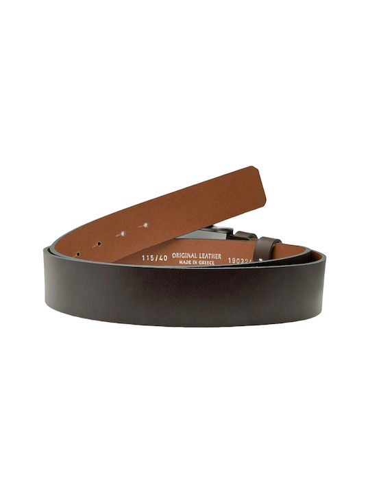 Plb Men's Leather Wide Belt Brown