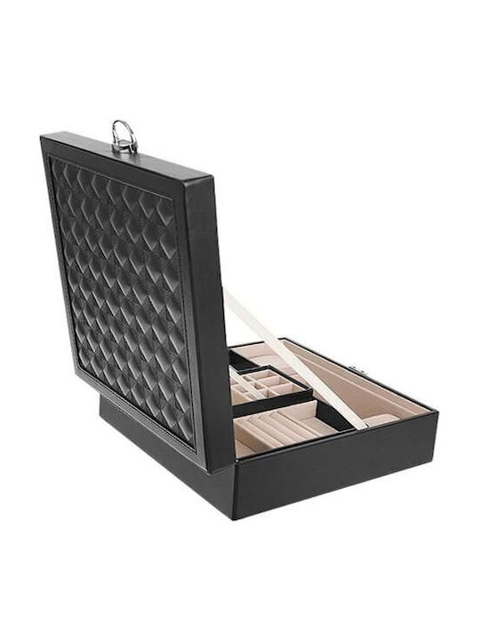 Κουτί Κοσμημάτων με Καθρέφτη Μαύρο 25.5x25.5x30cm