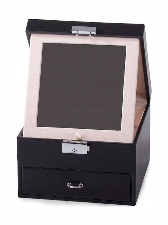 Κουτί Κοσμημάτων με Καθρέφτη Μαύρο 16x16x11cm
