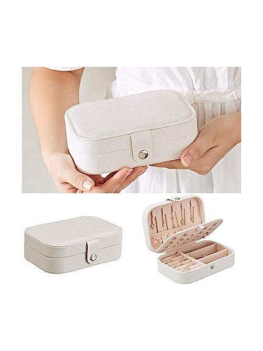 Κουτί Κοσμημάτων Μεταλλικό Λευκό 16x11x5cm