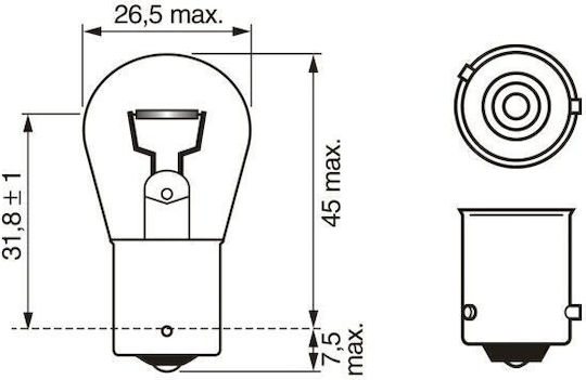 Bosch Lamps Car Pure Light PY21W-BAU15s 12V 21W 1pcs