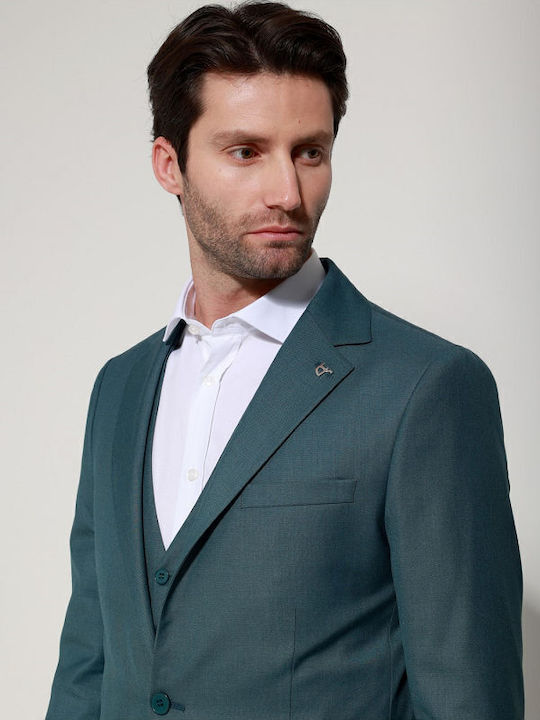 Men's Suit with Vest Green