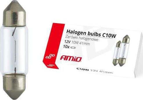 AMiO Λάμπες Αυτοκινήτου C10W 41mm Αλογόνου 12V 10W 10τμχ