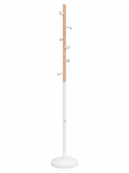 vidaXL Καλόγερος Μεταλλικός Λευκός / Φυσικό 30x30x177cm