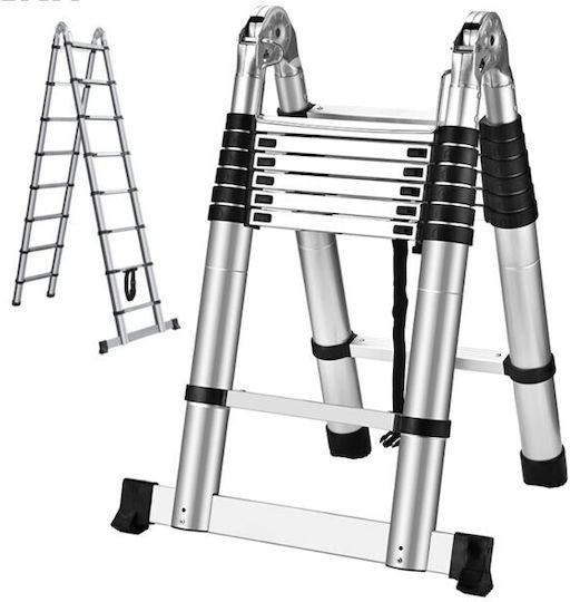 Prostep Telescopic Aluminum Double Ladder 5 Steps Maximum Height 3.2m