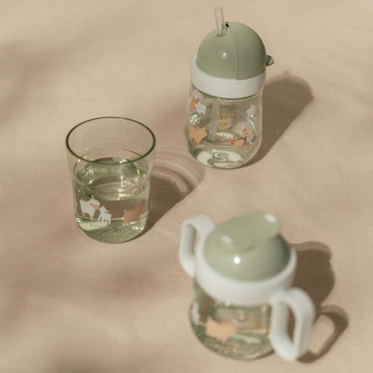 Little Dutch Εκπαιδευτικό Ποτηράκι Καλαμάκι 300ml Little Farm Απαλό Πράσινο