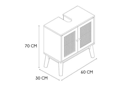 The Home Deco Factory Waschtisch ohne Waschbecken L60xB70xH30cm Rattan & Wood