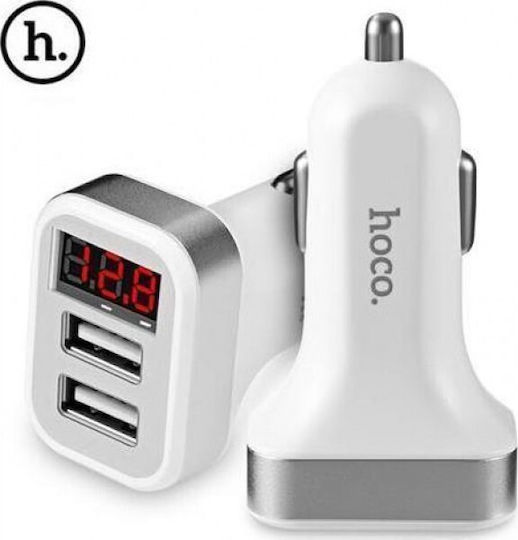 Hoco Z3 Φορτιστής Αυτοκινήτου 3.1A με Θύρες: 2xUSB Λευκό Χρώμα