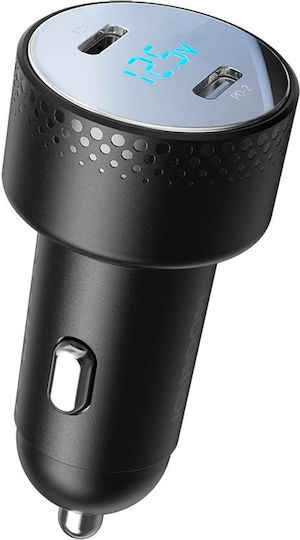 Joyroom JR-CCD02 Φορτιστής Αυτοκινήτου 70W 3A με Θύρες: 2xType-C Μαύρο Χρώμα