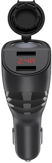 Hoco Z34 Φορτιστής Αυτοκινήτου 96W 3.1A με Θύρες: 2xUSB Μαύρο Χρώμα