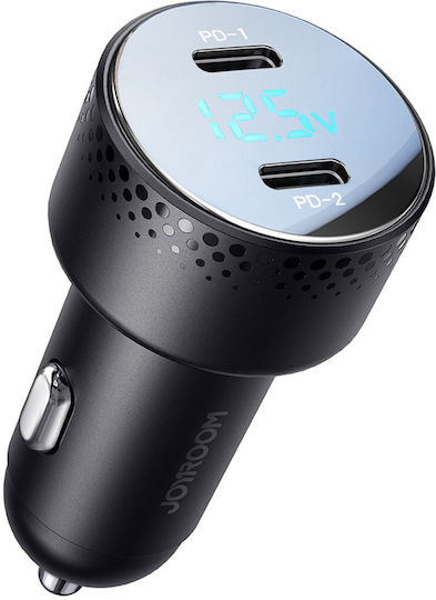 Joyroom JR-CCD02 Φορτιστής Αυτοκινήτου 70W 3A με Θύρες: 2xType-C Μαύρο Χρώμα