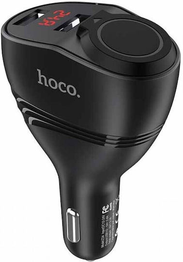 Hoco Z34 Φορτιστής Αυτοκινήτου 96W 3.1A με Θύρες: 2xUSB Μαύρο Χρώμα
