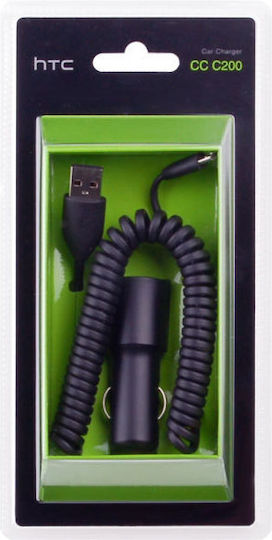 HTC CC C200 Car Charger 1A with Cable Micro-USB Black Color