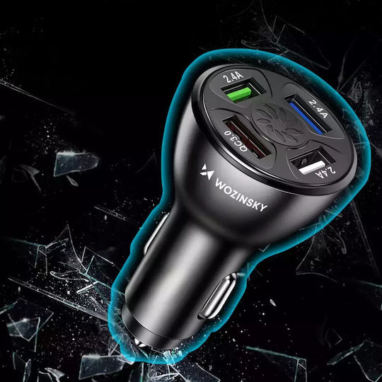 Wozinsky Φορτιστής Αυτοκινήτου 50W 1.5A με Θύρες: 4xUSB Λευκός