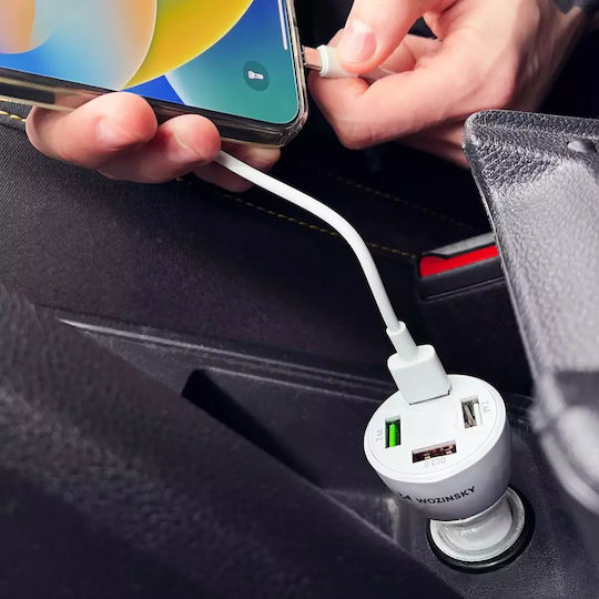 Wozinsky Φορτιστής Αυτοκινήτου 50W 1.5A με Θύρες: 4xUSB Λευκός