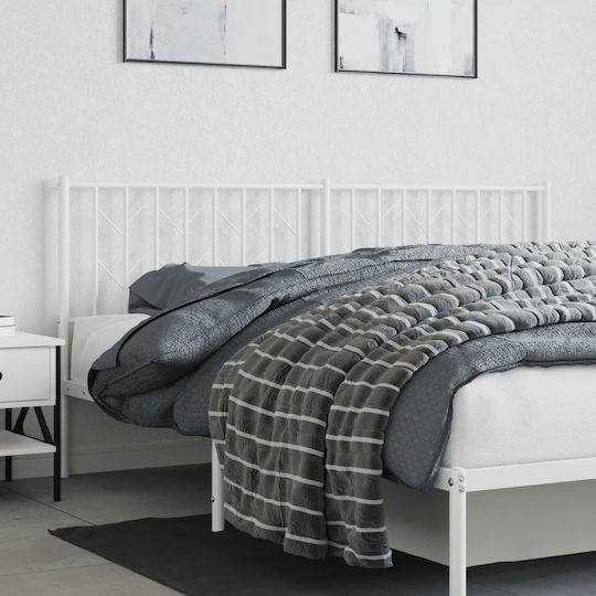 vidaXL Metal Bed Headboard White 187x90cm
