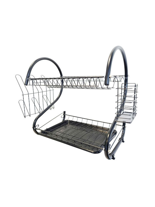 Maestro Dish Drainer Double Tier from Stainless Steel in Black Color 38cm