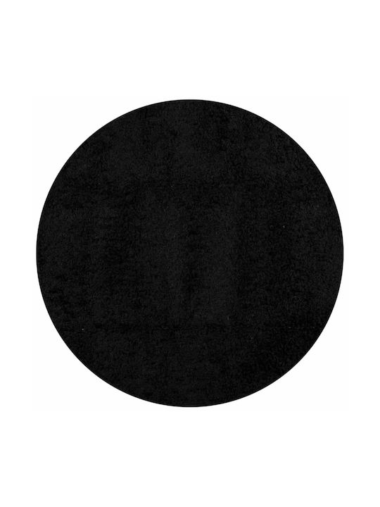 vidaXL Rug Round Shaggy Black