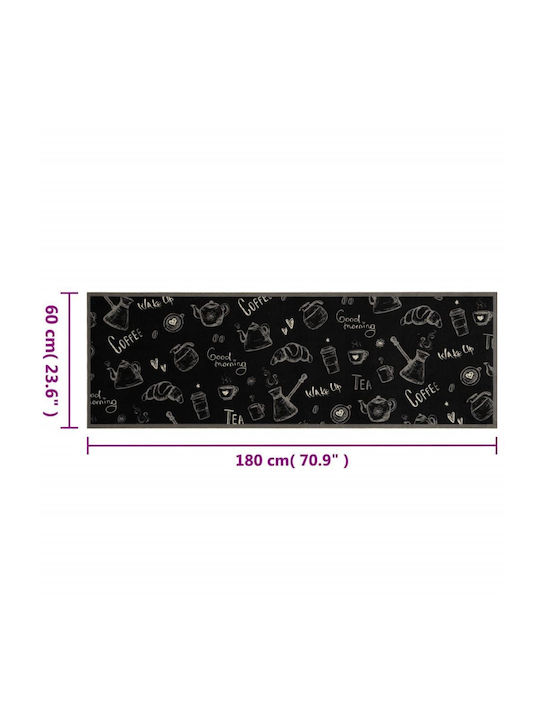 vidaXL Kitchen Mat Runner with Anti-slip Underlay Black 60x180εκ.