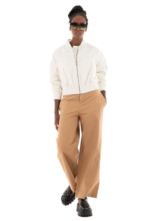 Hugo Boss Women's Fabric Trousers in Relaxed Fit Light Brown