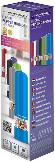 Esperanza Electric Plastic Pepper Mill in White Colour 23cm