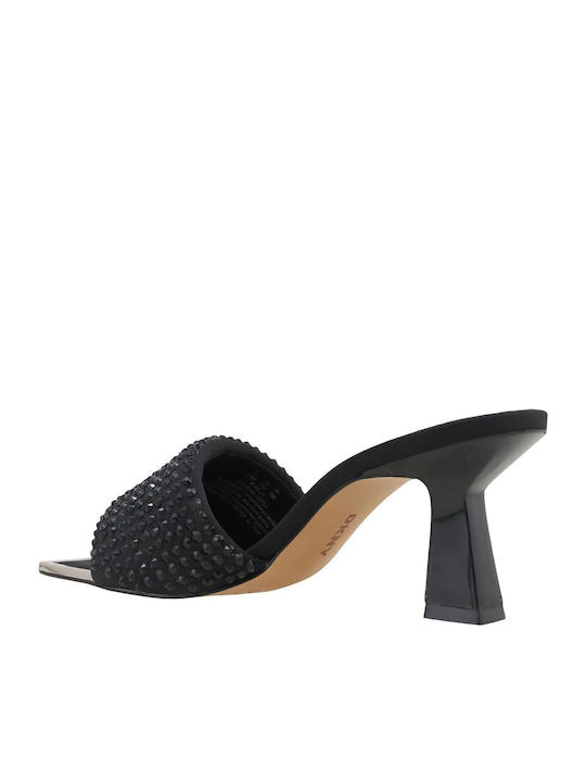 Keena Mules with Chunky High Heel in Black Color