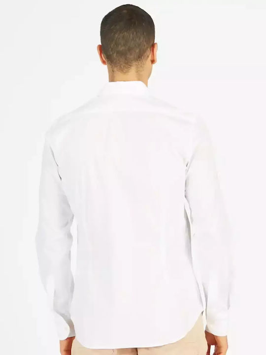 Langärmlig Baumwolle Hemd White
