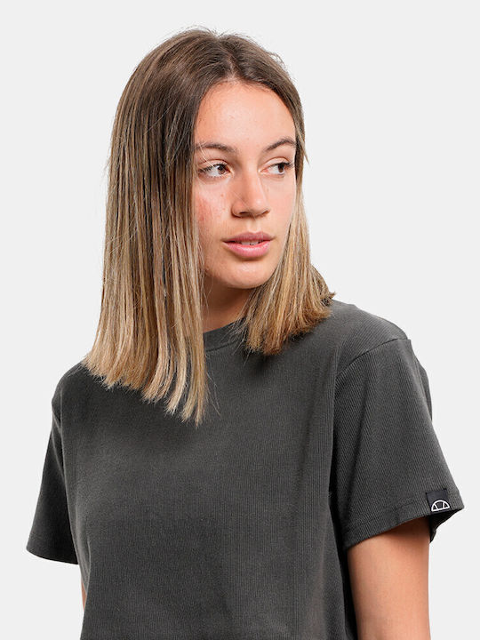 Negozio Damen Sportlich Crop T-Shirt Schwarz
