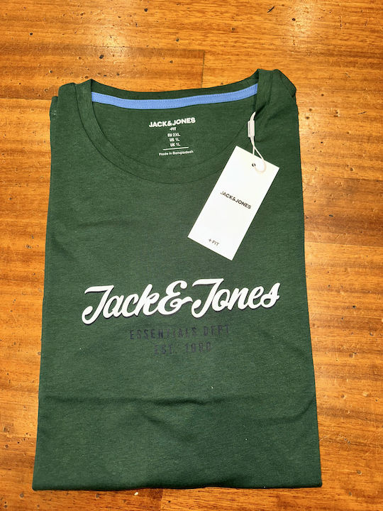 Jack & Jones T-shirt Bărbătesc cu Mânecă Scurtă Verde închis