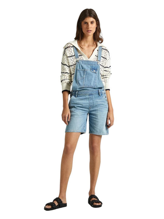 Abby Fabby Damen Denim Einteiler Shorts Blue