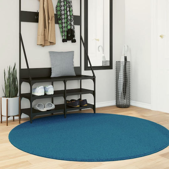 vidaXL Oviedo Χαλί Στρογγυλό Τιρκουάζ Φ160cm