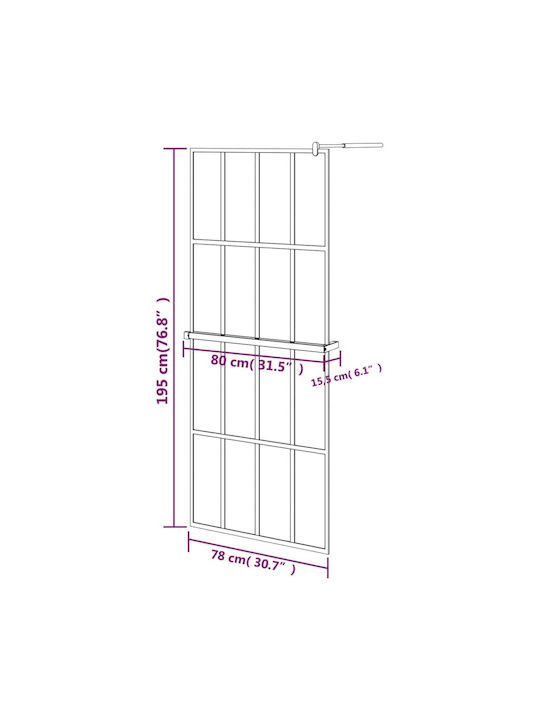 vidaXL Divider de verandă Duș cu Glisare Ușă 80x195cm Dungi Negru