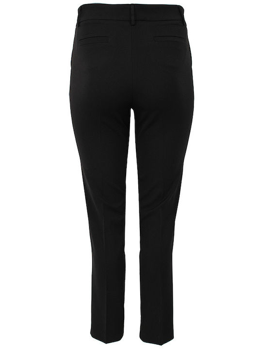 Forel Women's High-waisted Crepe Trousers in Slim Fit Black