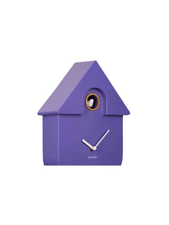 Karlsson Cuckoo Wall Clock Plastic Pendulum Purple 21.5x8.5cm