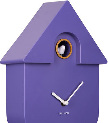 Karlsson Cuckoo Стенен часовник Пластмаса Със Закъснение Лилав 21.5x8.5см