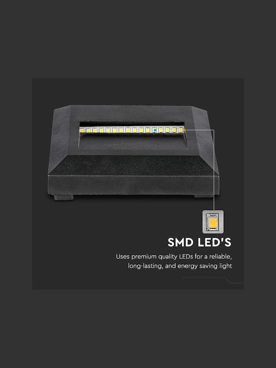 V-TAC Επιτοίχια Εξωτερική Πλαφονιέρα LED IP65 2W με Φυσικό Λευκό Φως 12.4x12.4εκ.