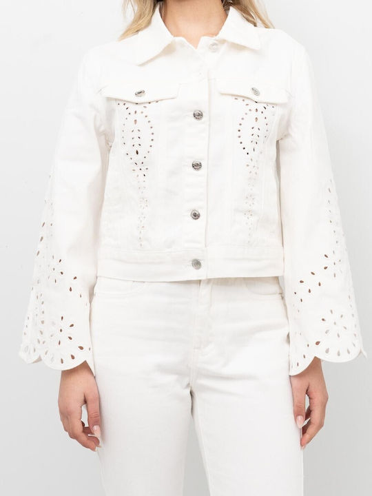 Vicolo Lang Damen Jeansjacke white