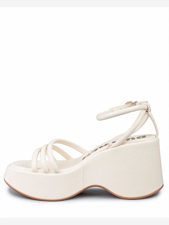 Buffalo Women's Ankle Strap Platforms White