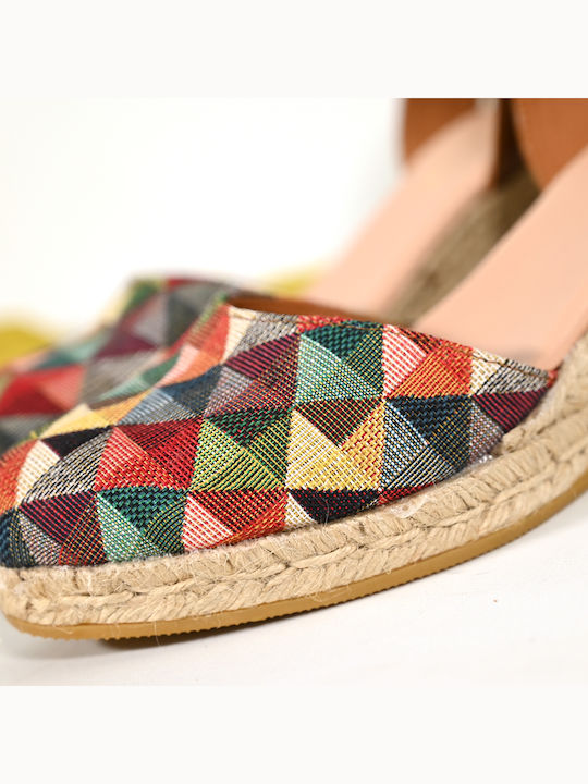 Evangelia Drosi Women's Leather Platform Espadrilles Multicolour