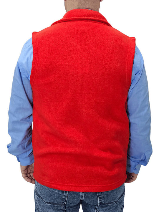 Roly Bărbați Vestă de siguranță cu căptușeală din fleece Roșu Roly Bărbați Vestă de siguranță cu căptușeală din fleece Roșu