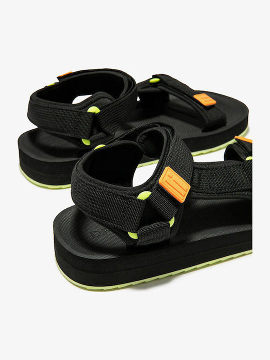 Women's Flat Sandals with Strap in Black Color