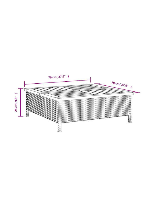 Garten- und Terrassentisch für kleine Räume Beiges 70x70x25cm