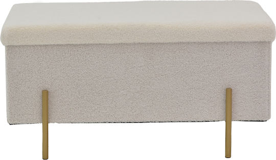 Stool For Living Room With Storage Space Ziwel White-gold 80x40x40cm