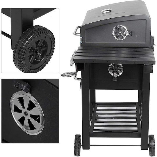 Charcoal Grill With Lid And Thermometer 110x47cm