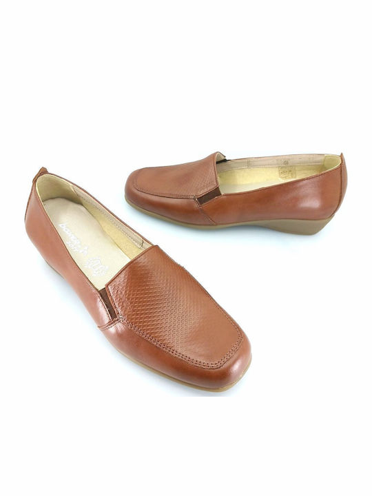 Leather Women's Moccasins in Tabac Brown Color
