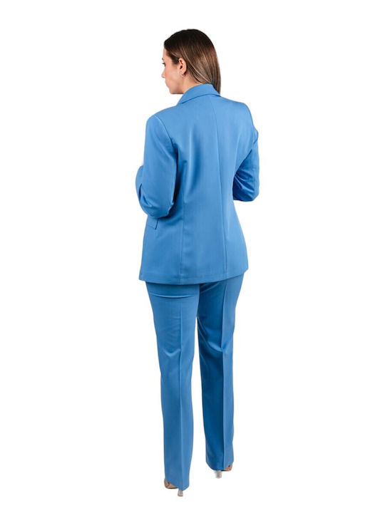 Baziana Women's Crepe Blazer Blue Chalk